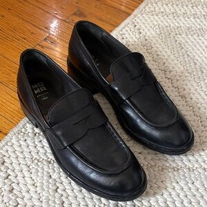 MOMA Black Leather Penny Loafers